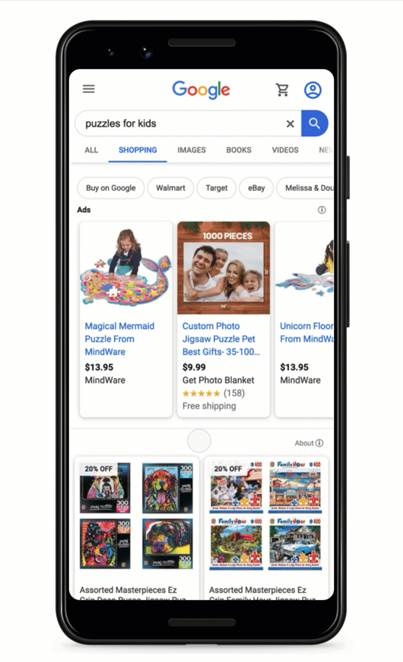 Capture d'écran de Google Shopping