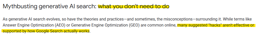 Guide IA Google - hacks GEO inutiles