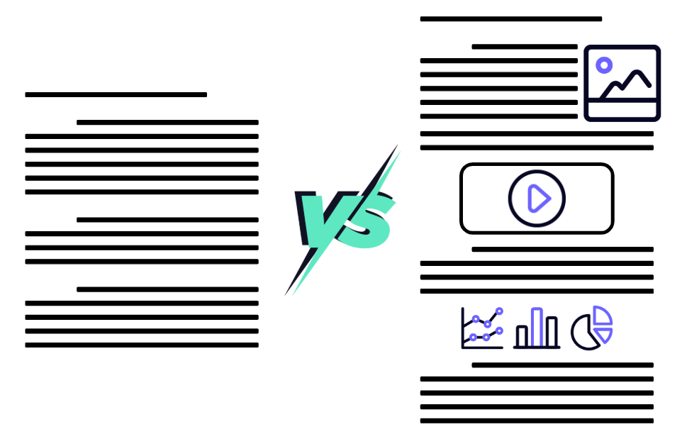 contenu texte vs contenu enrichi